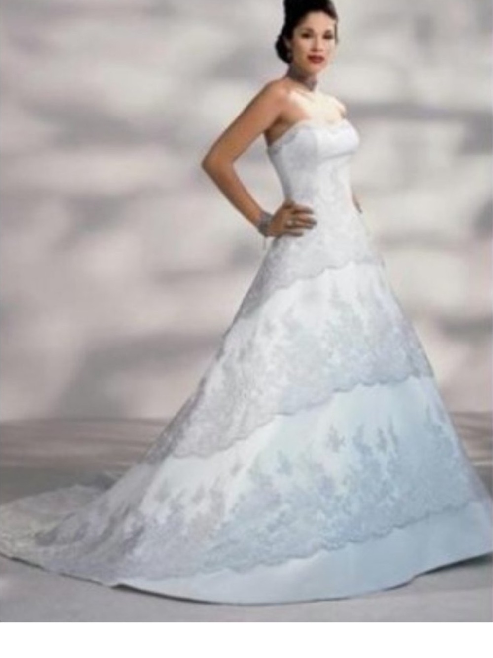 MAGGIE SOTTERO Tiered Chantilly Lace Wedding dress bustle corset 4 petite tea